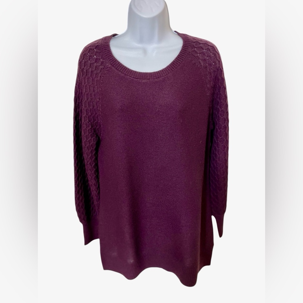 Calvin Klein Plum Textured Sleeve Sweater Women’s Medium